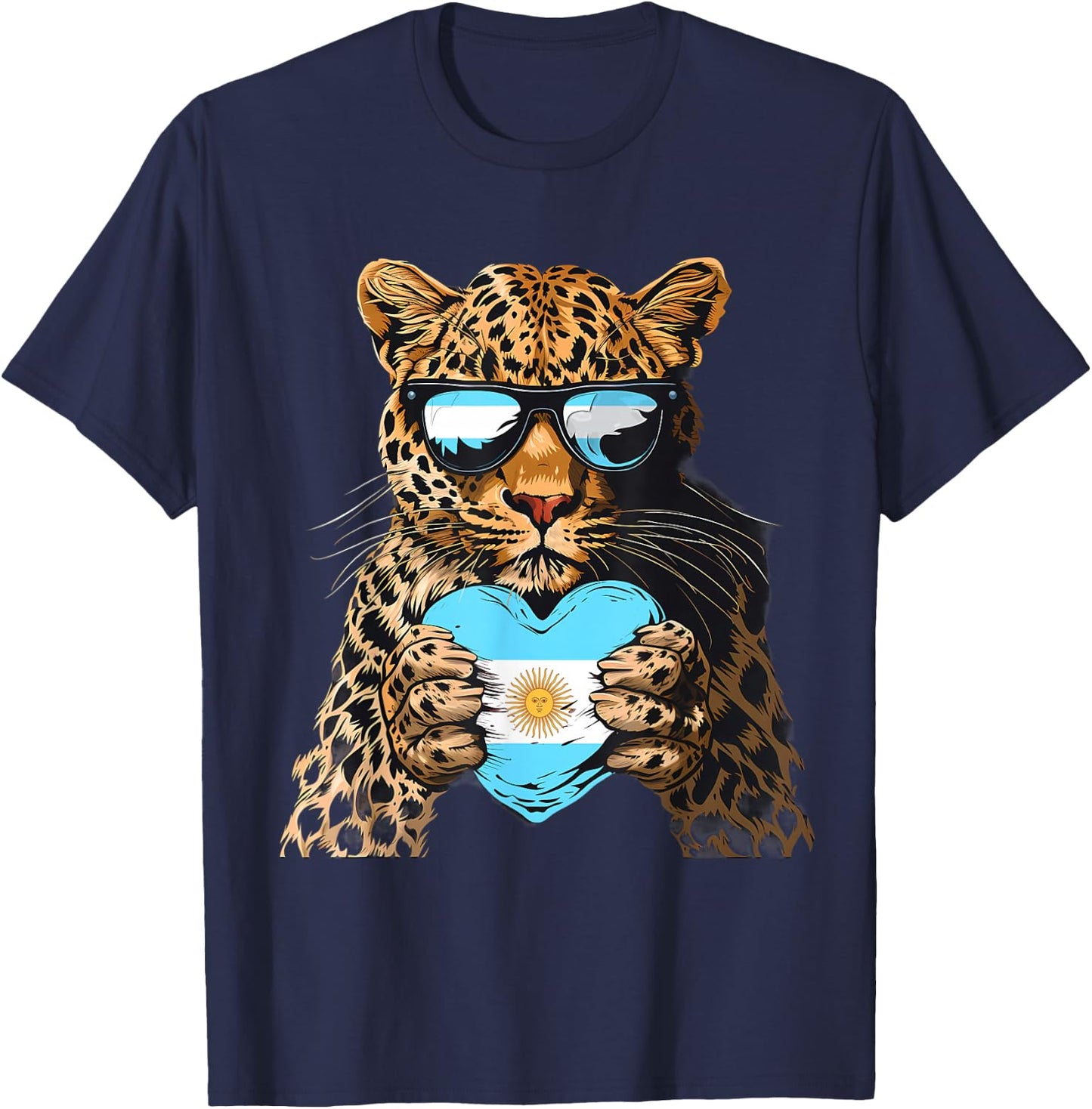 Argentina Leopard Heart Argentinian Roots Argentina Pride T-Shirt - T-Shirt | Navy