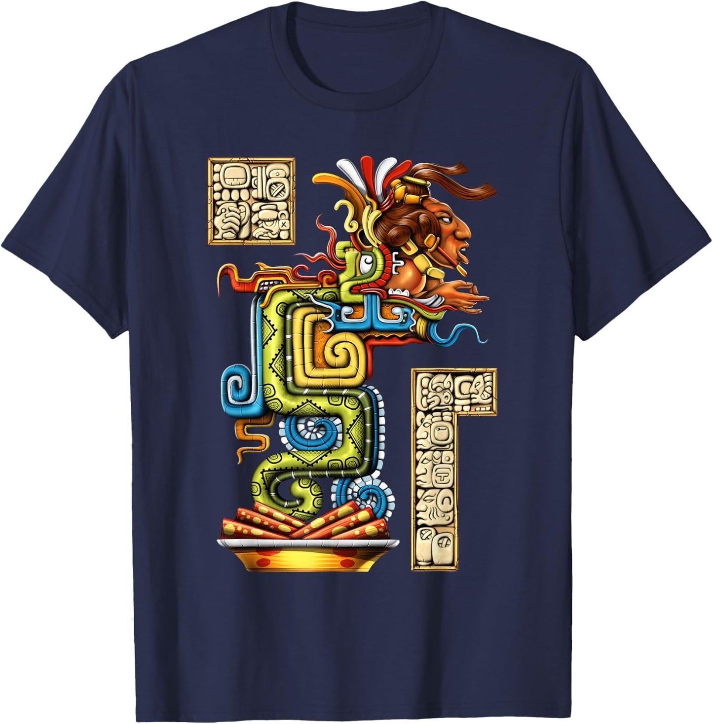 Quetzalcoatl Snake Aztec Mythology God Ancient Maya T-Shirt - T-Shirt | Navy