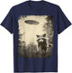 Vintage Hipster Retro Raccoon Streetwear Alien UFO Waschbär T-Shirt - T-Shirt | Navy