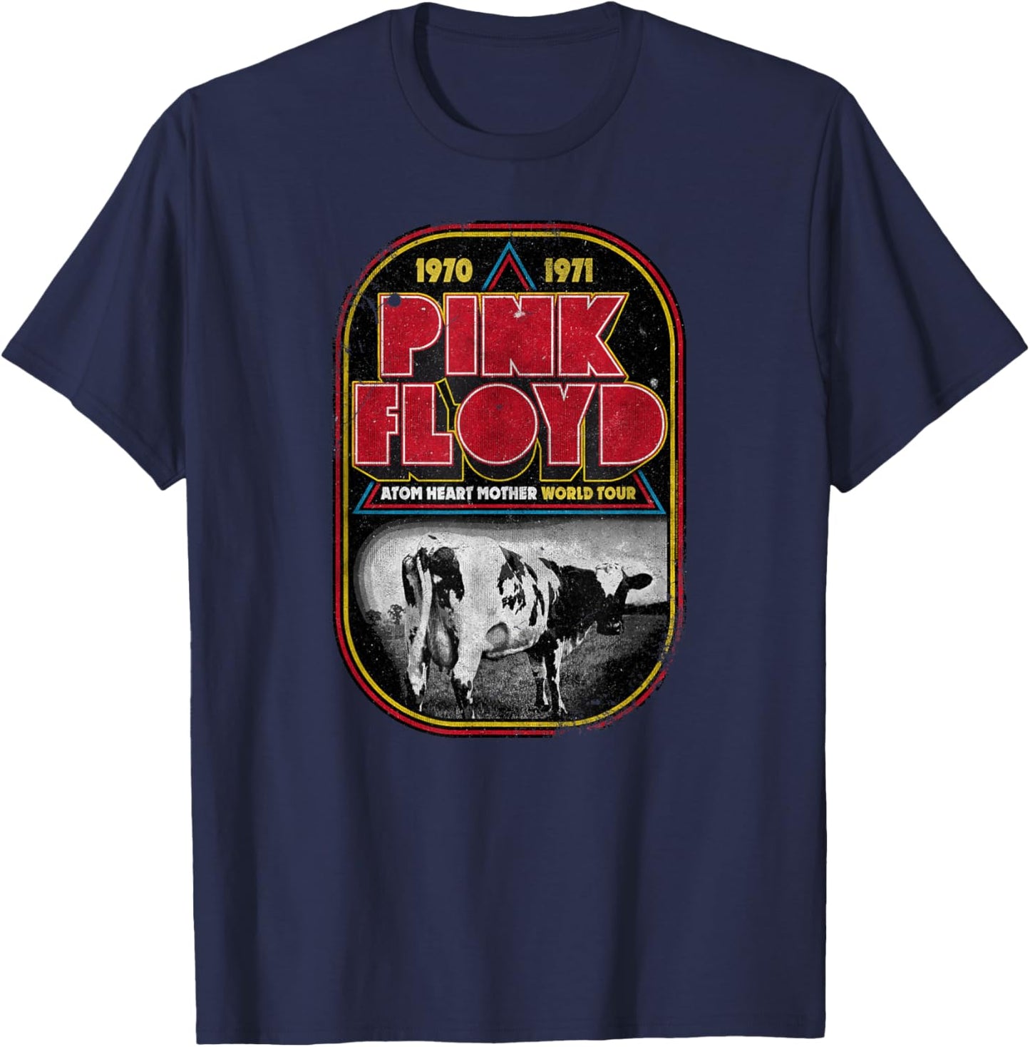Pink Floyd Atom Heart Mother Distressed World Tournament , black T-Shirt - T-Shirt | Navy