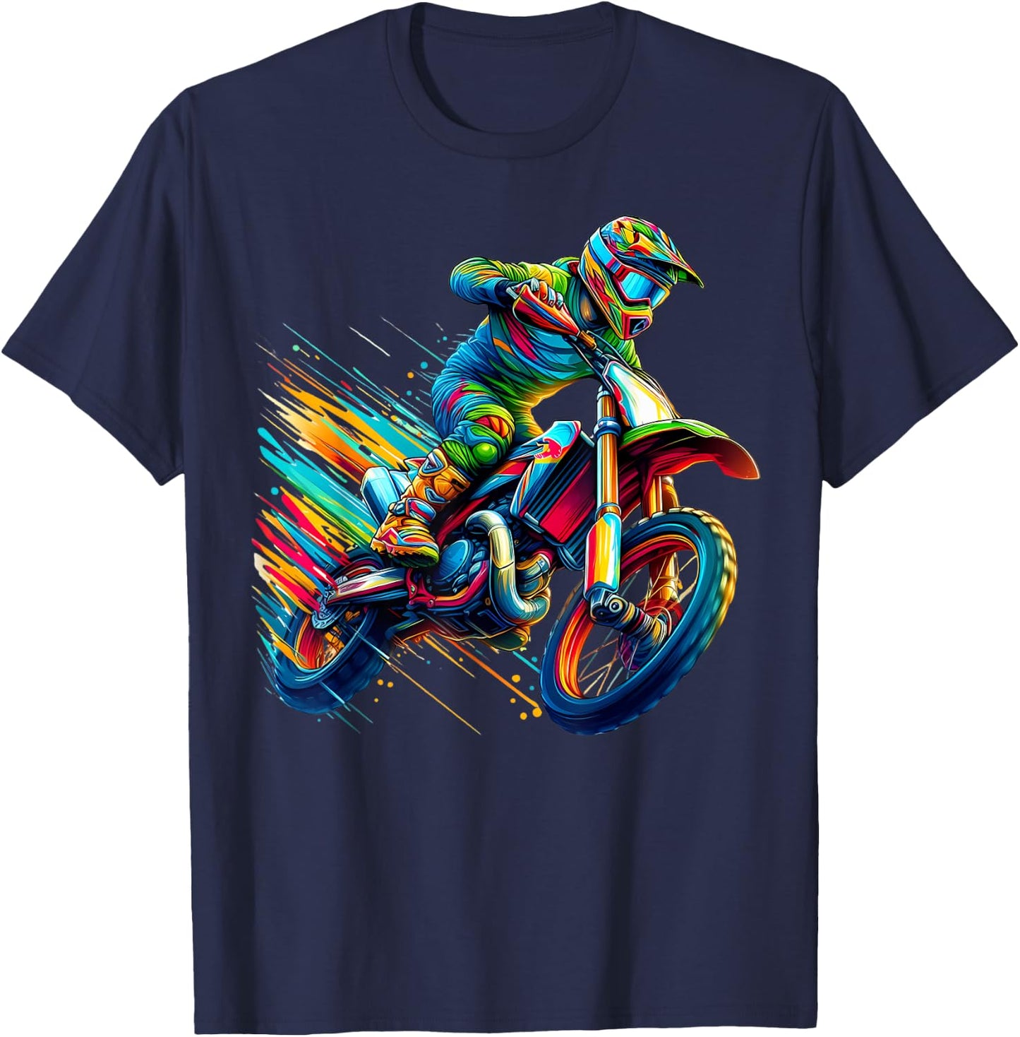 Motocross Enduro Supermoto Bike Dirt Biker Kids Boys , black T-Shirt - T-Shirt | Navy