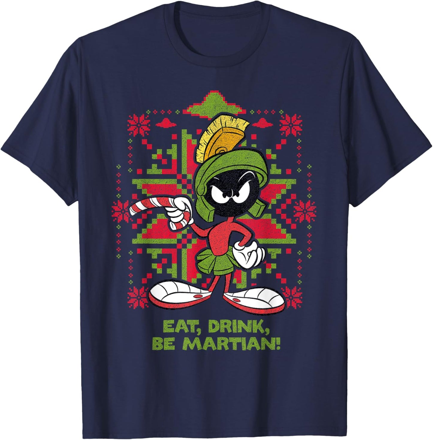 Marvin Martian Xmas Eat Dark T-Shirt - T-Shirt | Navy