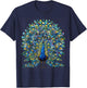 Colorful Stained Glass Peacock Artwork T-Shirt - T-Shirt | Navy