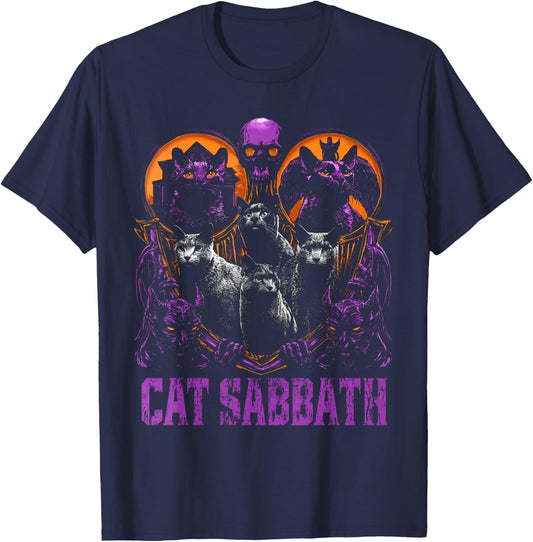 Cat Sabbath Feline Heavy Rock Band Parody Rock Music T-Shirt - T-Shirt | Navy
