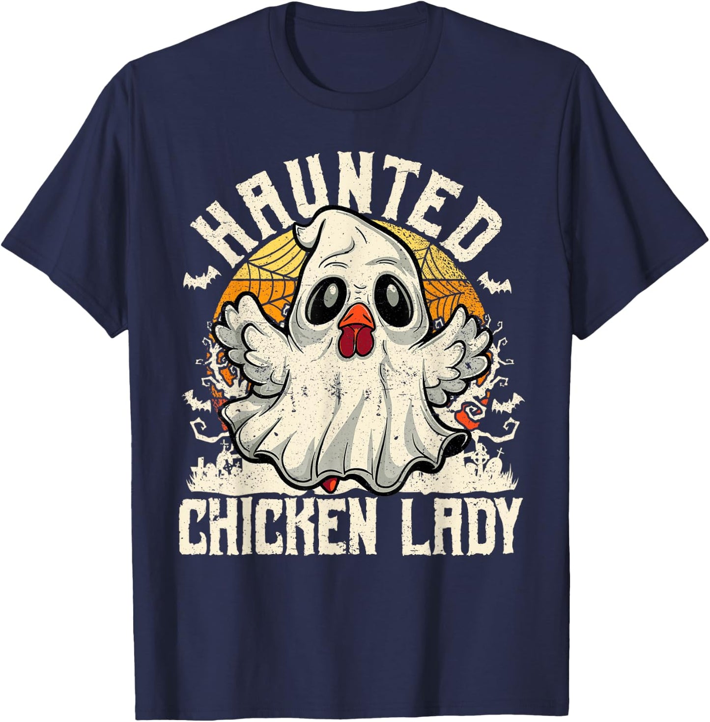 Haunted Chicken Lady Halloween Chicken Women T-Shirt - T-Shirt | Navy