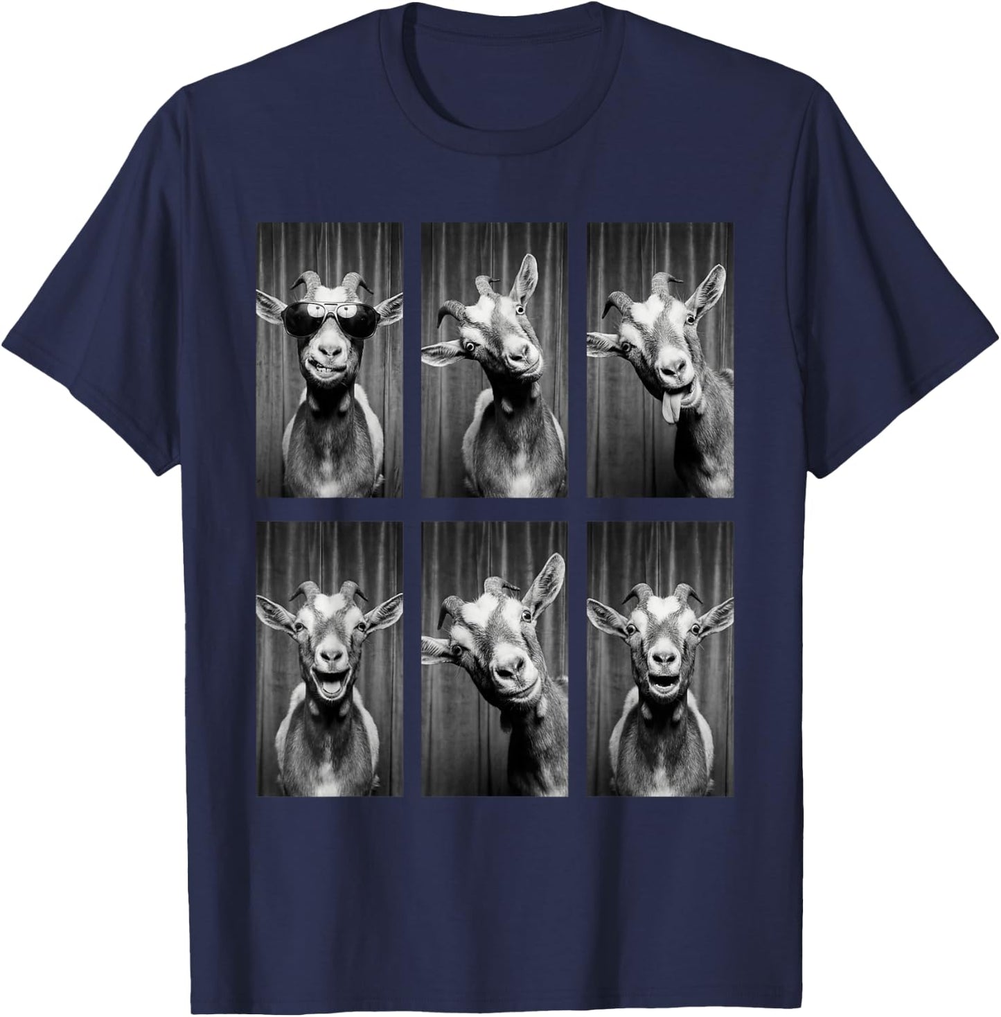 Goat Photobooth Funny Farm Animal Portrait T-Shirt - T-Shirt | Navy