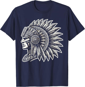 Aztec Warrior Mayan Indigenous Mexican Aztec Jaguar T-Shirt - T-Shirt | Navy
