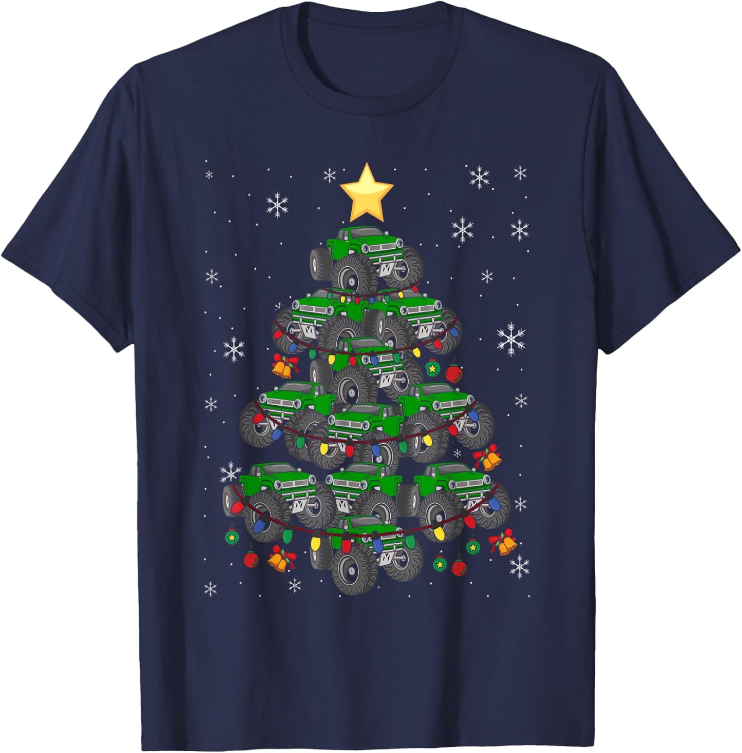 Monster Truck Christmas Tree Xmas Boys Toddler Kids T-Shirt - T-Shirt | Navy