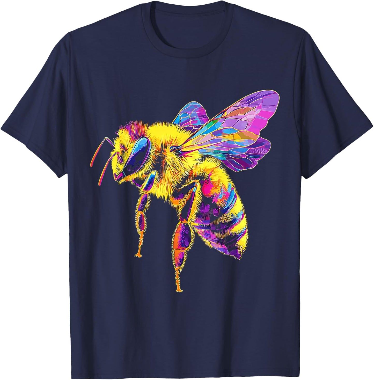 Bee Animal Motif Geometric Artwork Bee T-Shirt - T-Shirt | Navy