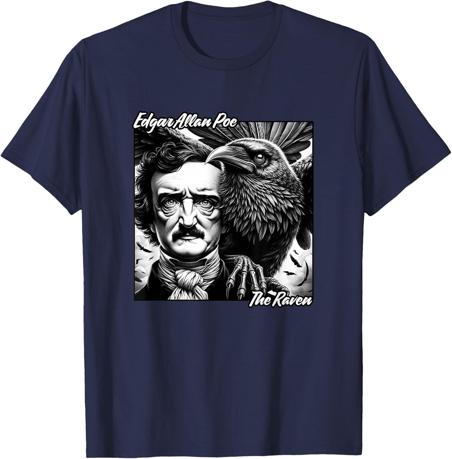 Edgar Allan Poe Nevermore Quoth The Raven T-Shirt - T-Shirt | Navy