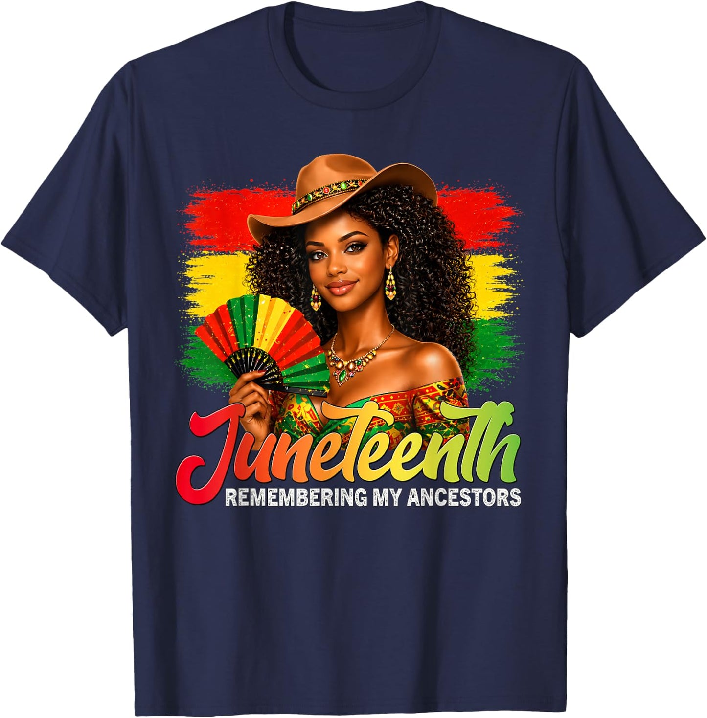 Juneteenth Remembering My Ancestors Black Women Juneteenth T-Shirt - T-Shirt | Navy