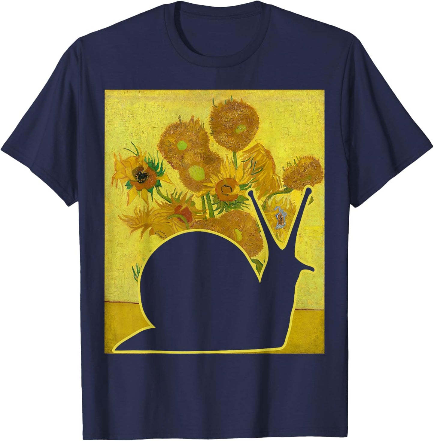 Snail Sunflowers Snail Lover Malacology Snail Painting T-Shirt - T-Shirt | Navy