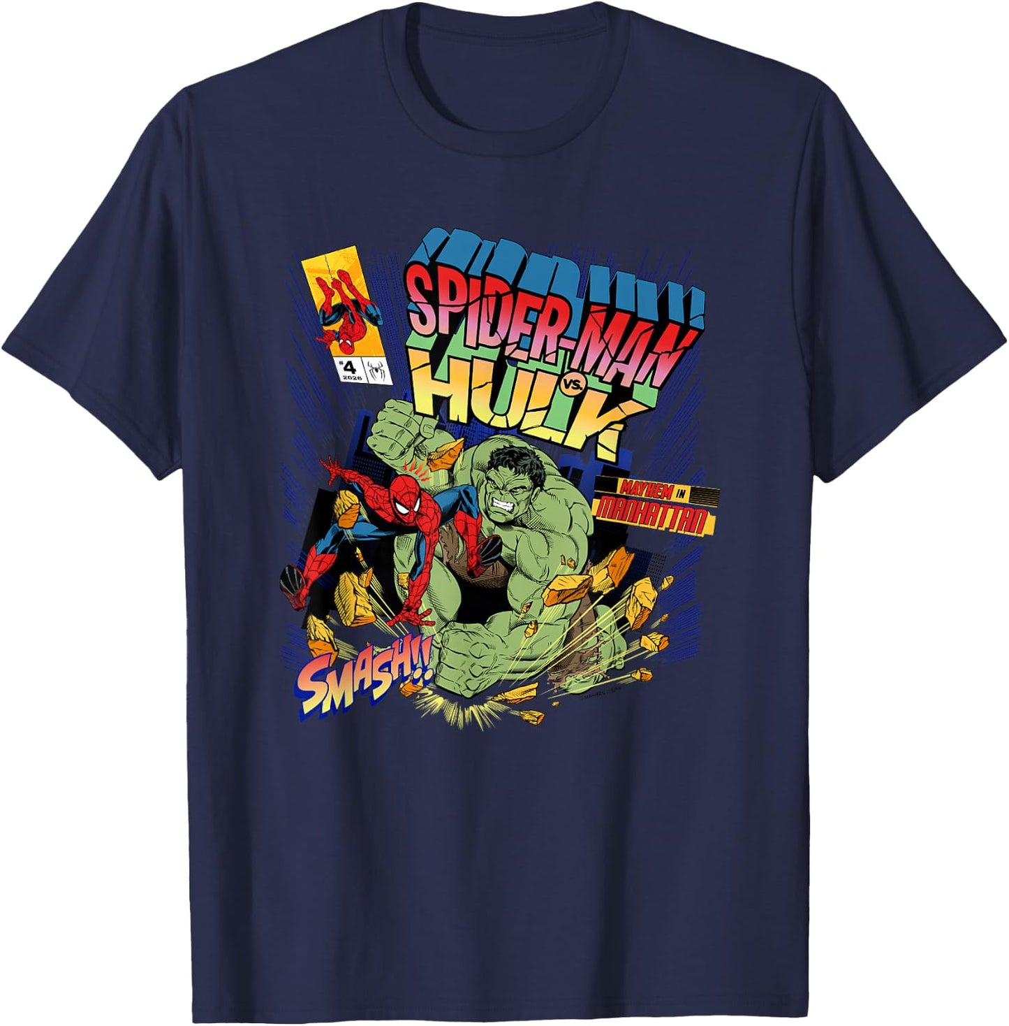 Marvel Spider-Man: New Day Hulk Smash Comic Cover T-Shirt - T-Shirt | Navy