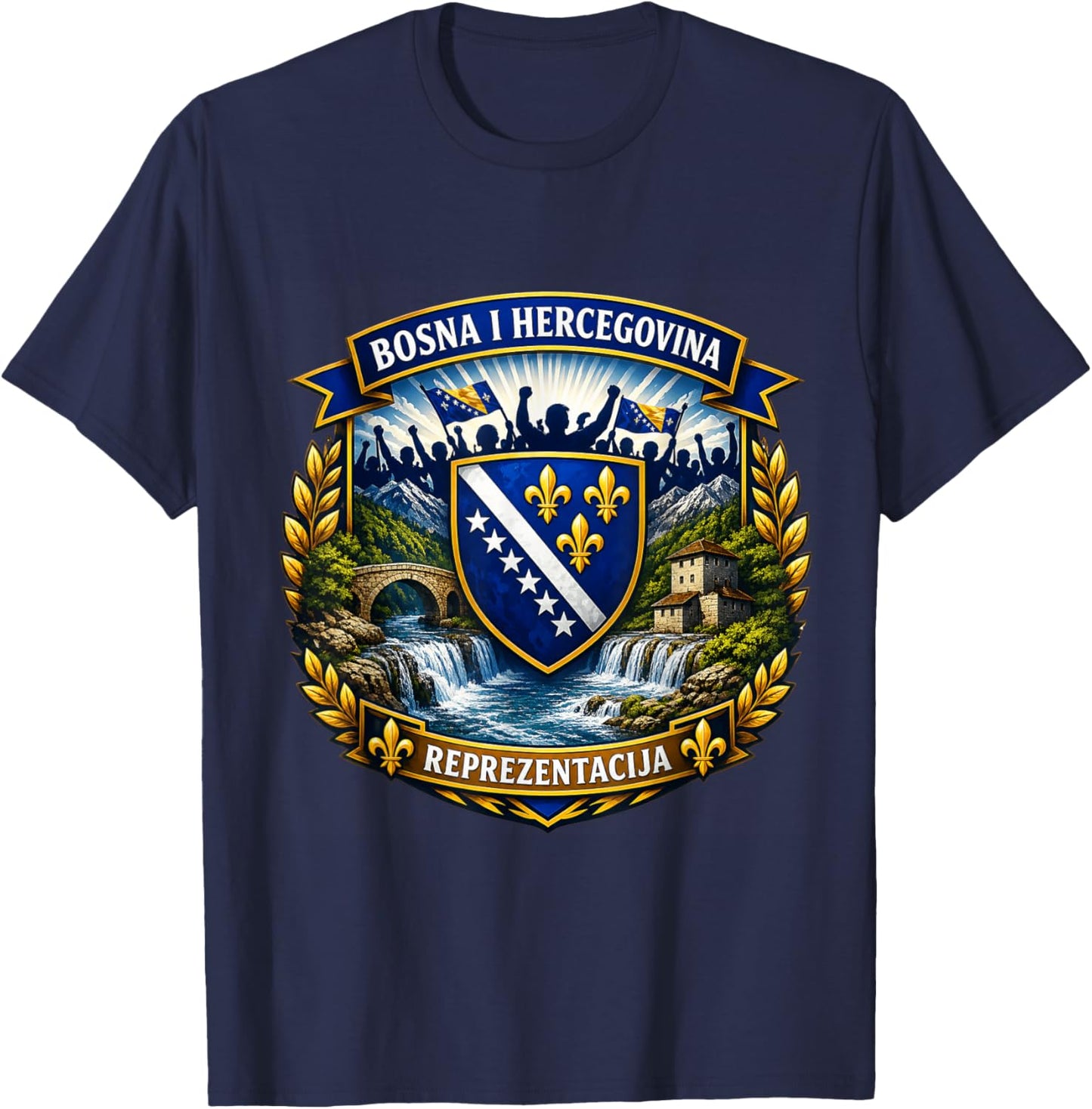 Bosnien Herzegowina Fans & Ljiljani T-Shirt - T-Shirt | Navy