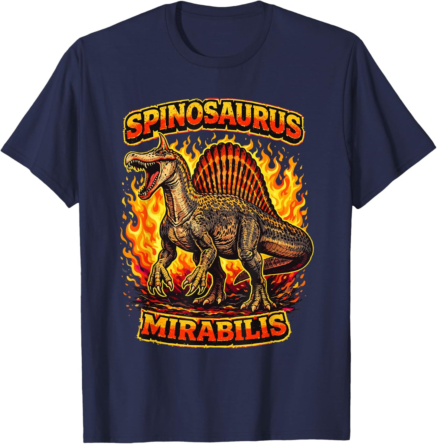 New Spinosaurus Mirabilis 2026 Discovery Hell Heron Dinosaur T-Shirt - T-Shirt | Navy