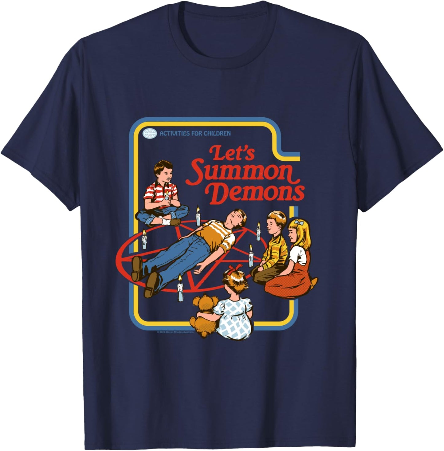 Lets Summon Demons Occult Retro Vintage Funny Adult Humor T-Shirt - T-Shirt | Navy