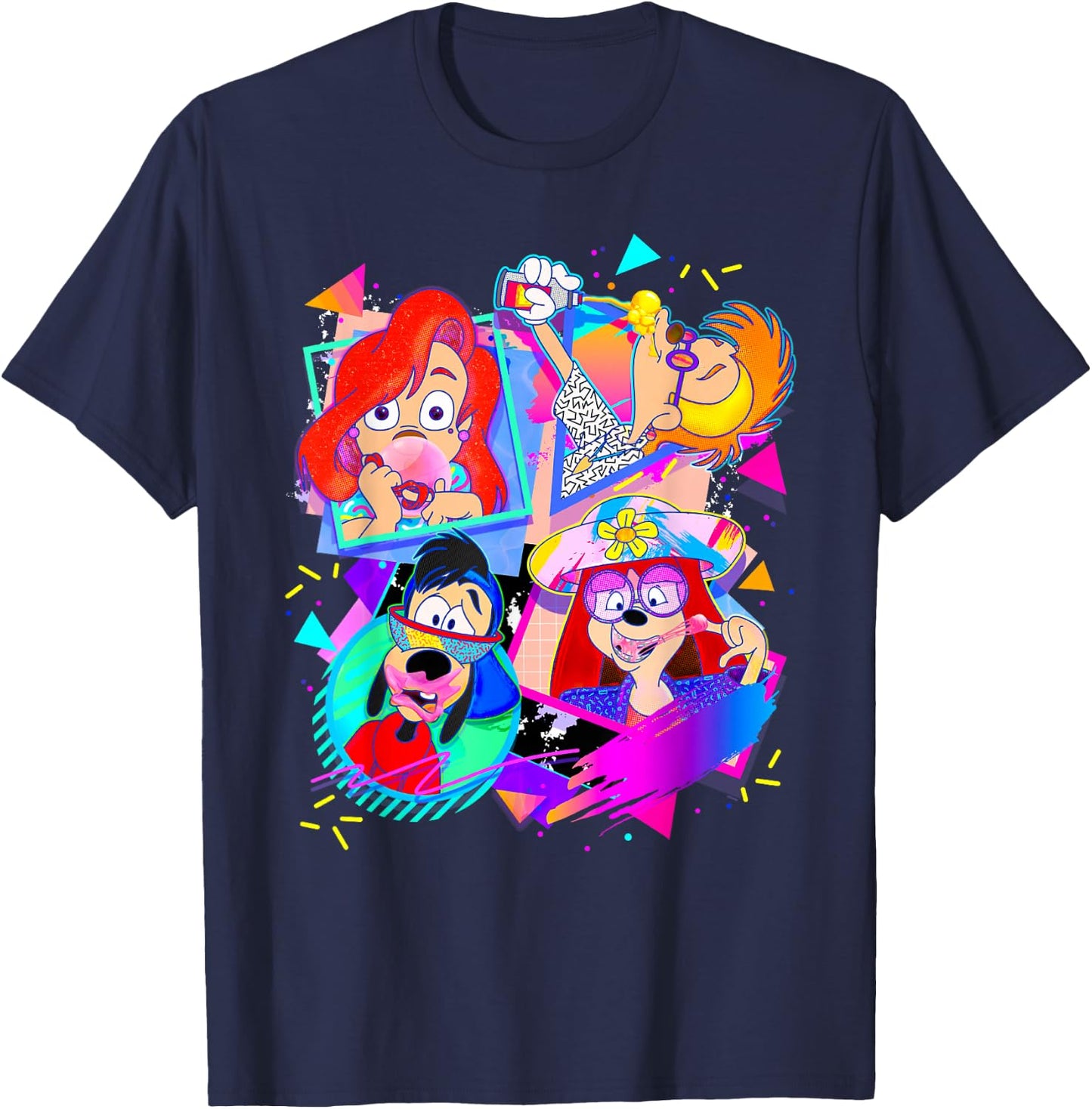 Disney A Goofy Movie Bubble Gum Retro Nineties , Black, S T-Shirt - T-Shirt | Navy