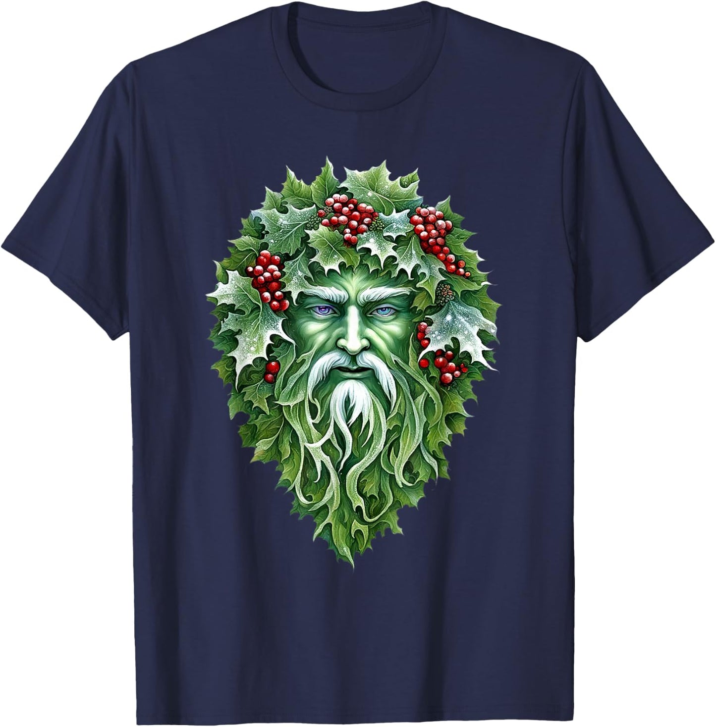 Yule Holly King Green T-Shirt - T-Shirt | Navy