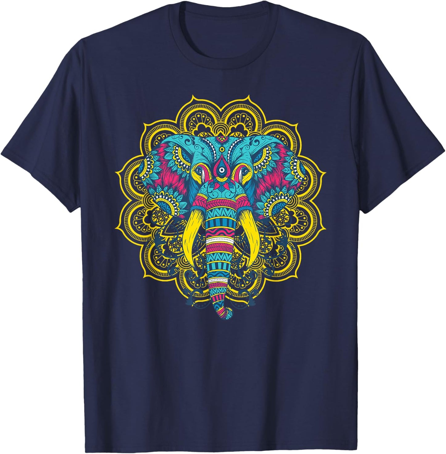 Wir Lieben Elefanten Elephant Mandala Pattern India Hinduism Yoga Gift T-Shirt - T-Shirt | Navy