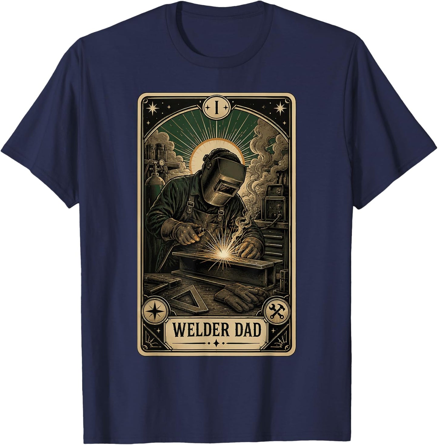Welder Dad Funny Tarot Card Welding T-Shirt - T-Shirt | Navy