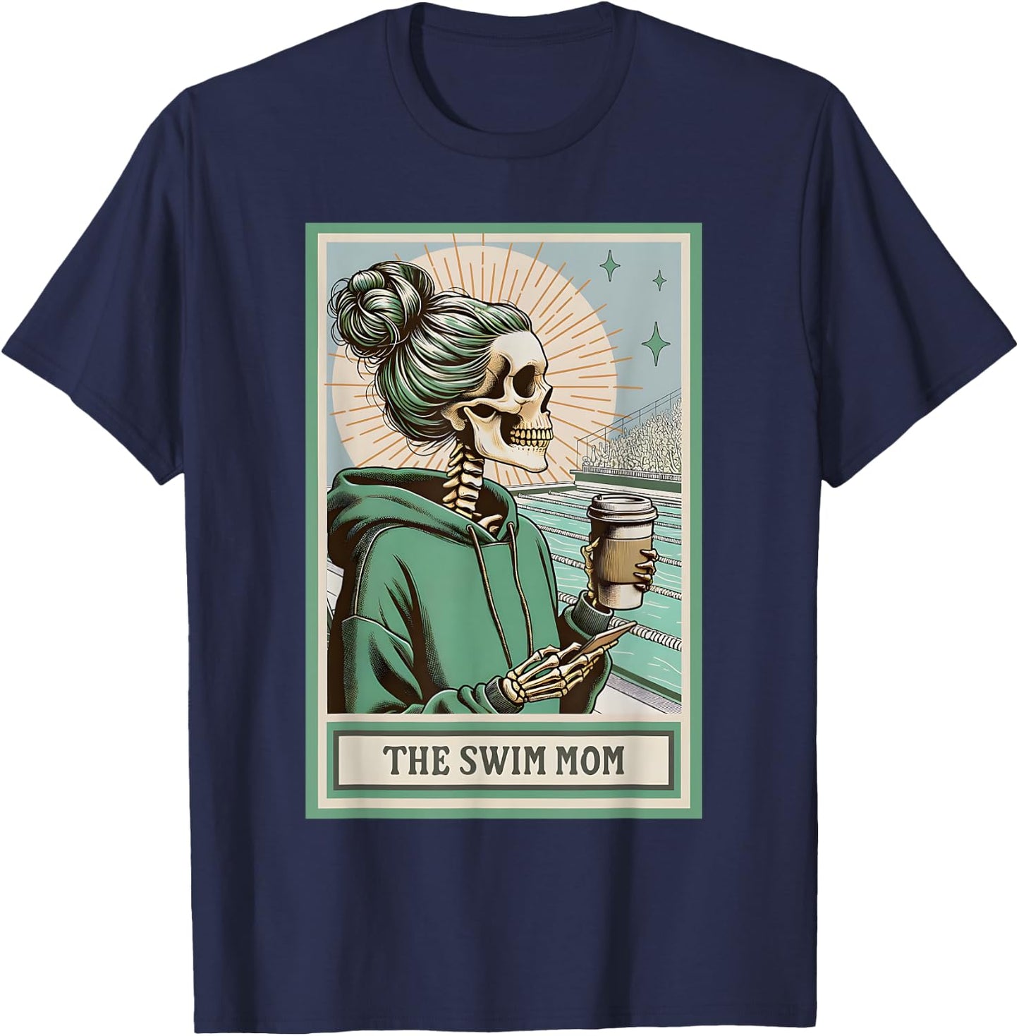 The Swim Mom Skeleton Tarot Card, Swim Mama T-Shirt - T-Shirt | Navy