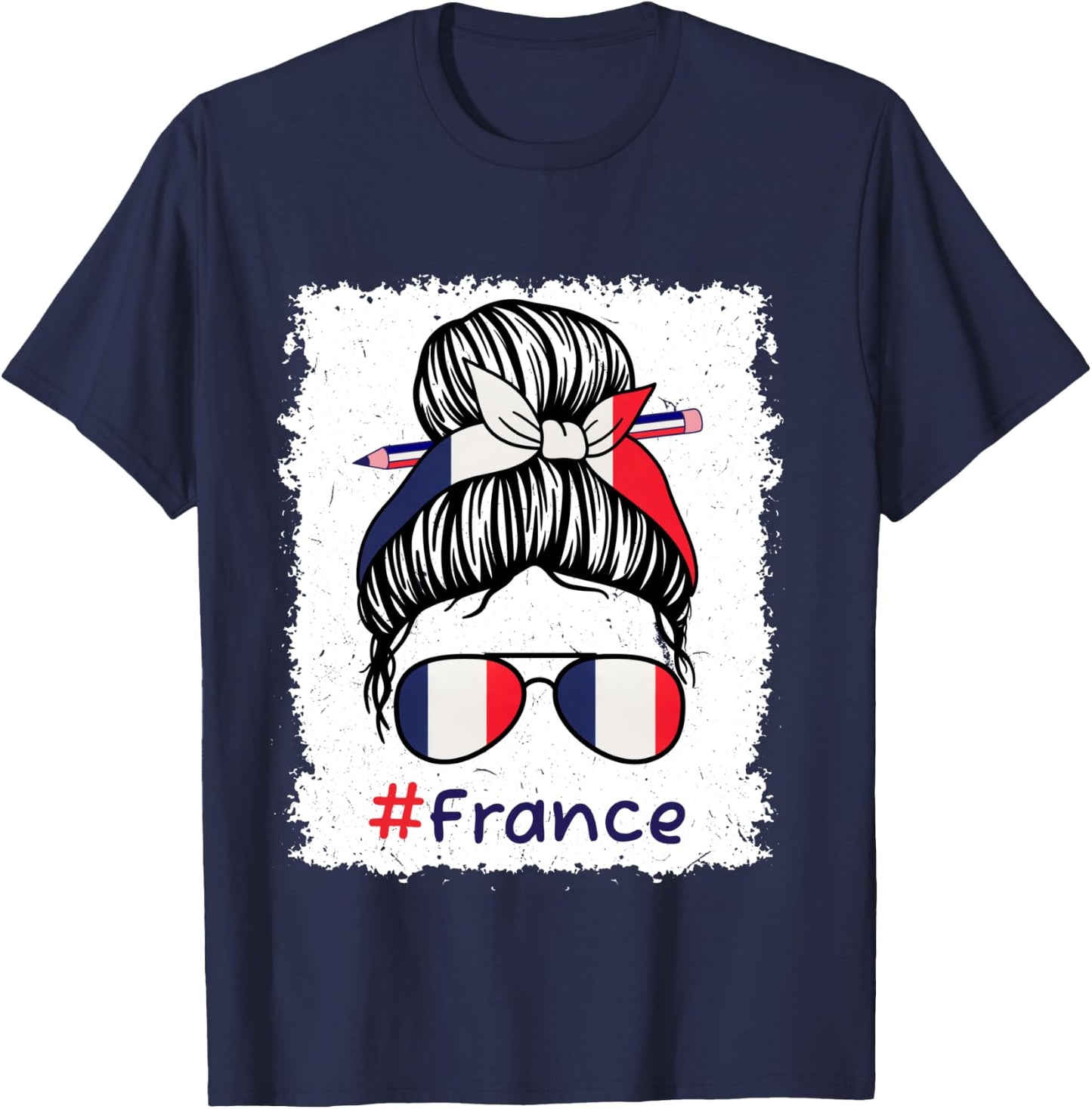14 juillet drapeau français Fête nationale France tricolore Manche Longue T-Shirt - T-Shirt | Navy