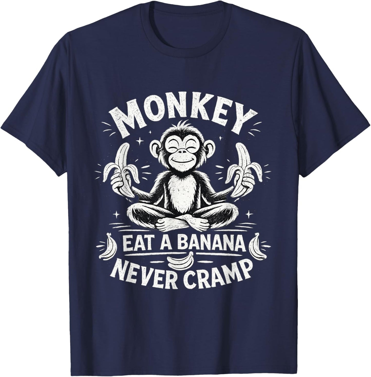 Monkey Eat a Banana Never Cramp T-Shirt - T-Shirt | Navy