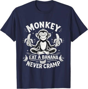 Monkey Eat a Banana Never Cramp T-Shirt - T-Shirt | Navy