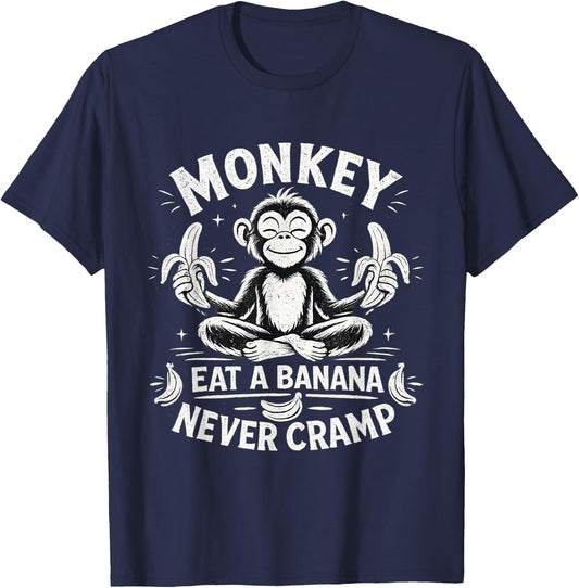 Monkey Eat a Banana Never Cramp T-Shirt - T-Shirt | Navy
