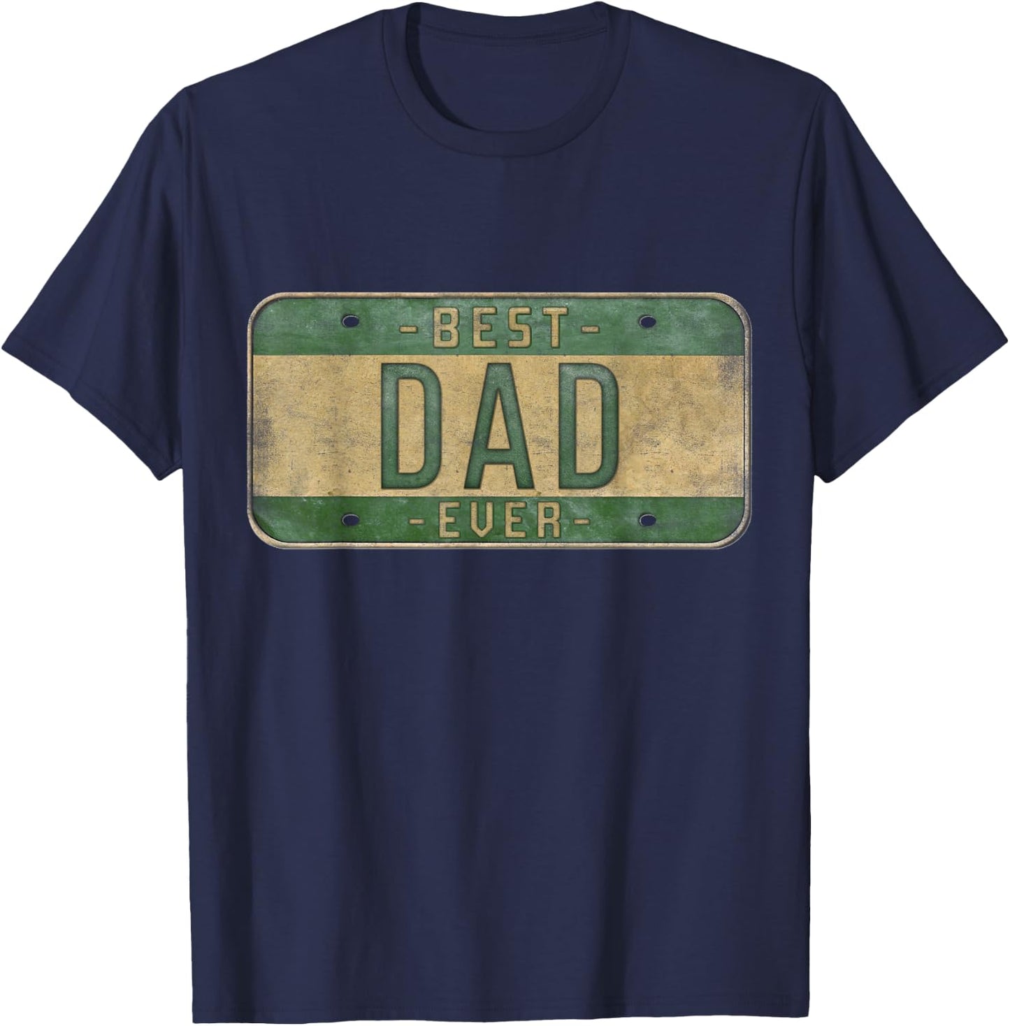 Best Dad Eever Vintage Car Plate Father's Day Papa T-Shirt - T-Shirt | Navy