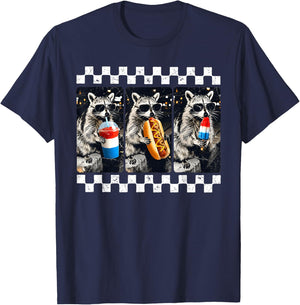 USA America Raccoon Hot Dog 1776-2026 4th of July 250 Years T-Shirt - T-Shirt | Navy