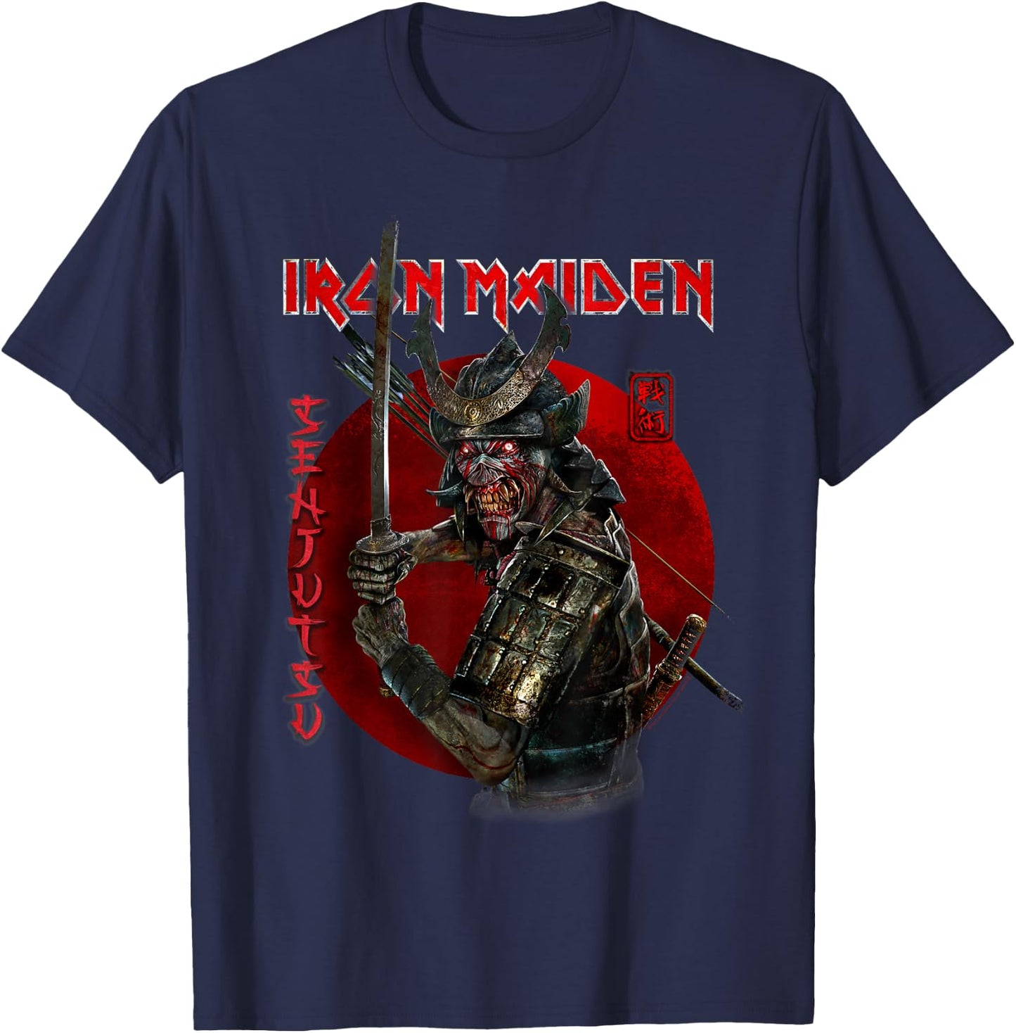 Iron Maiden Circle Red Senjutsu Eddie T-Shirt - T-Shirt | Navy