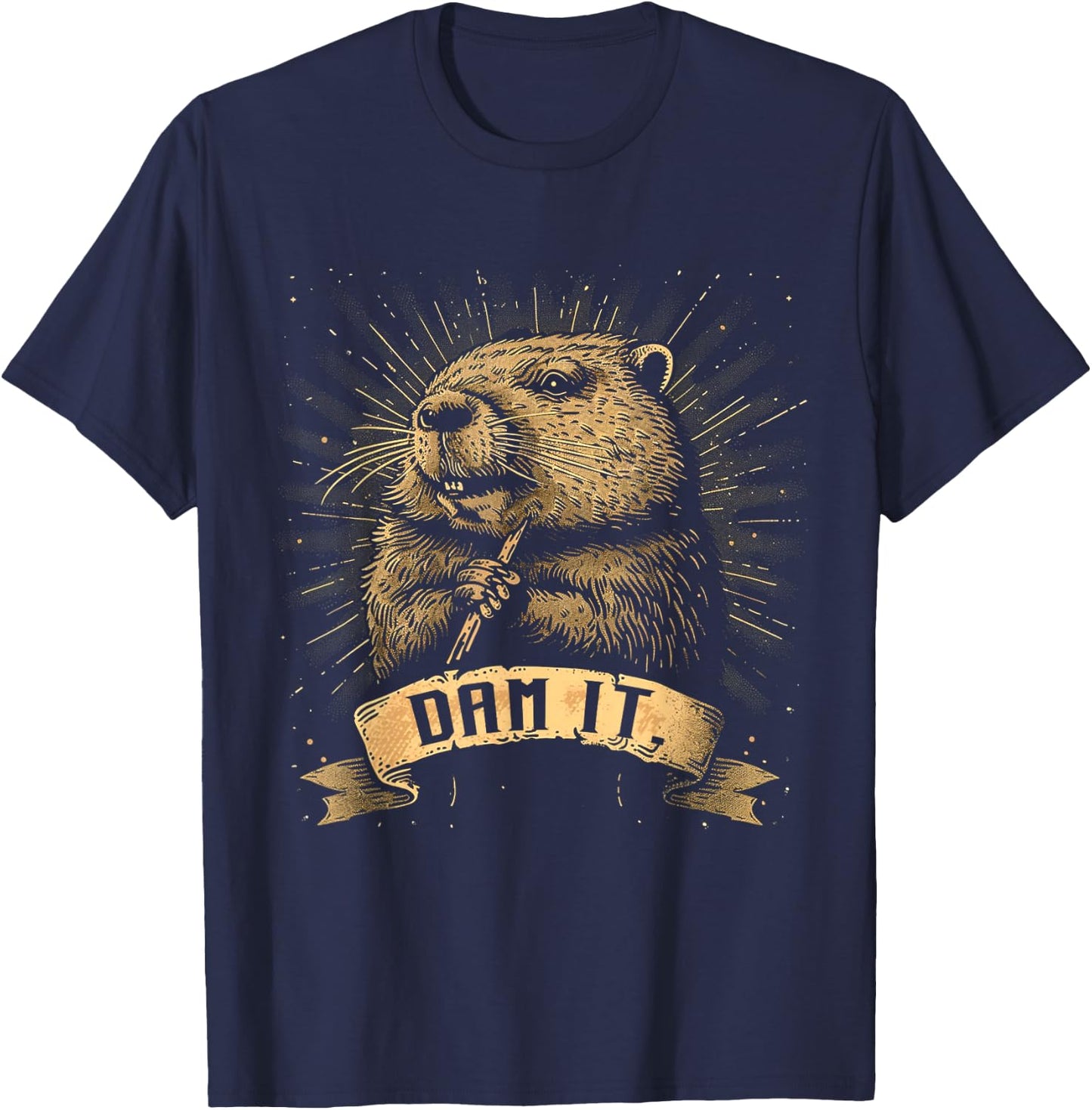 Damn It Vintage Beavers Funny Outfits Lovely Animals Beaver T-Shirt - T-Shirt | Navy