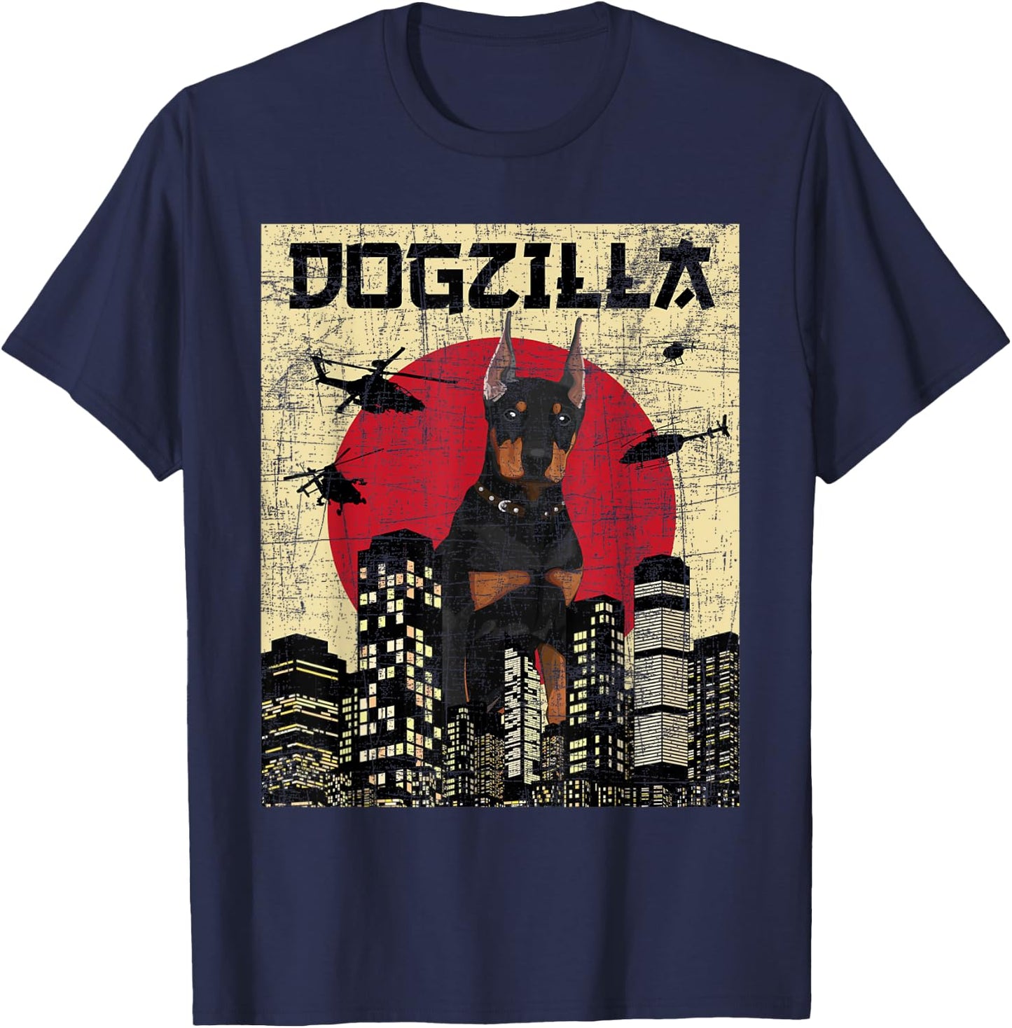 Dogzilla - Japanese Doberman Canine Dog Lover Pet Owner T-Shirt - T-Shirt | Navy