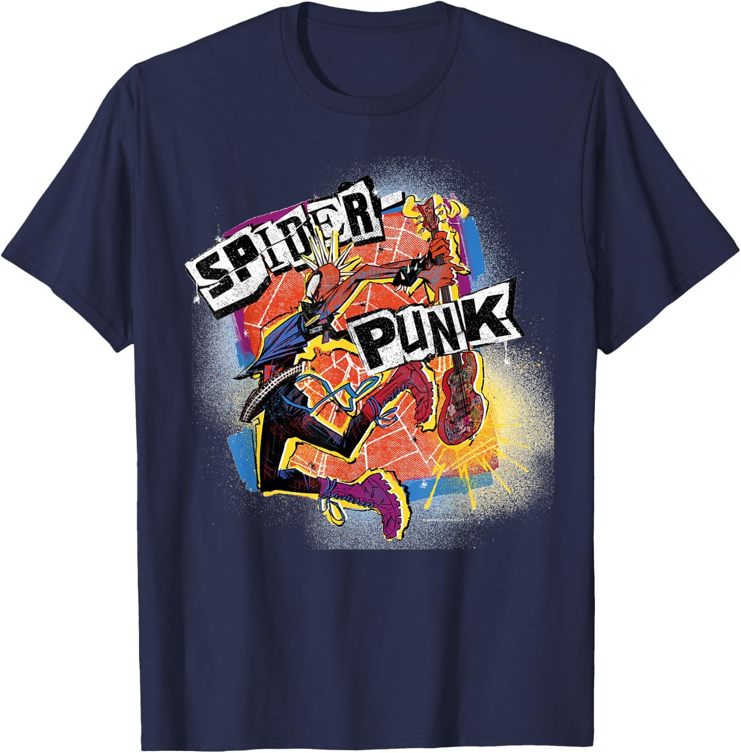 Marvel Spider-Man: Across the Spider-Verse Spider-Punk Smash T-Shirt - T-Shirt | Navy
