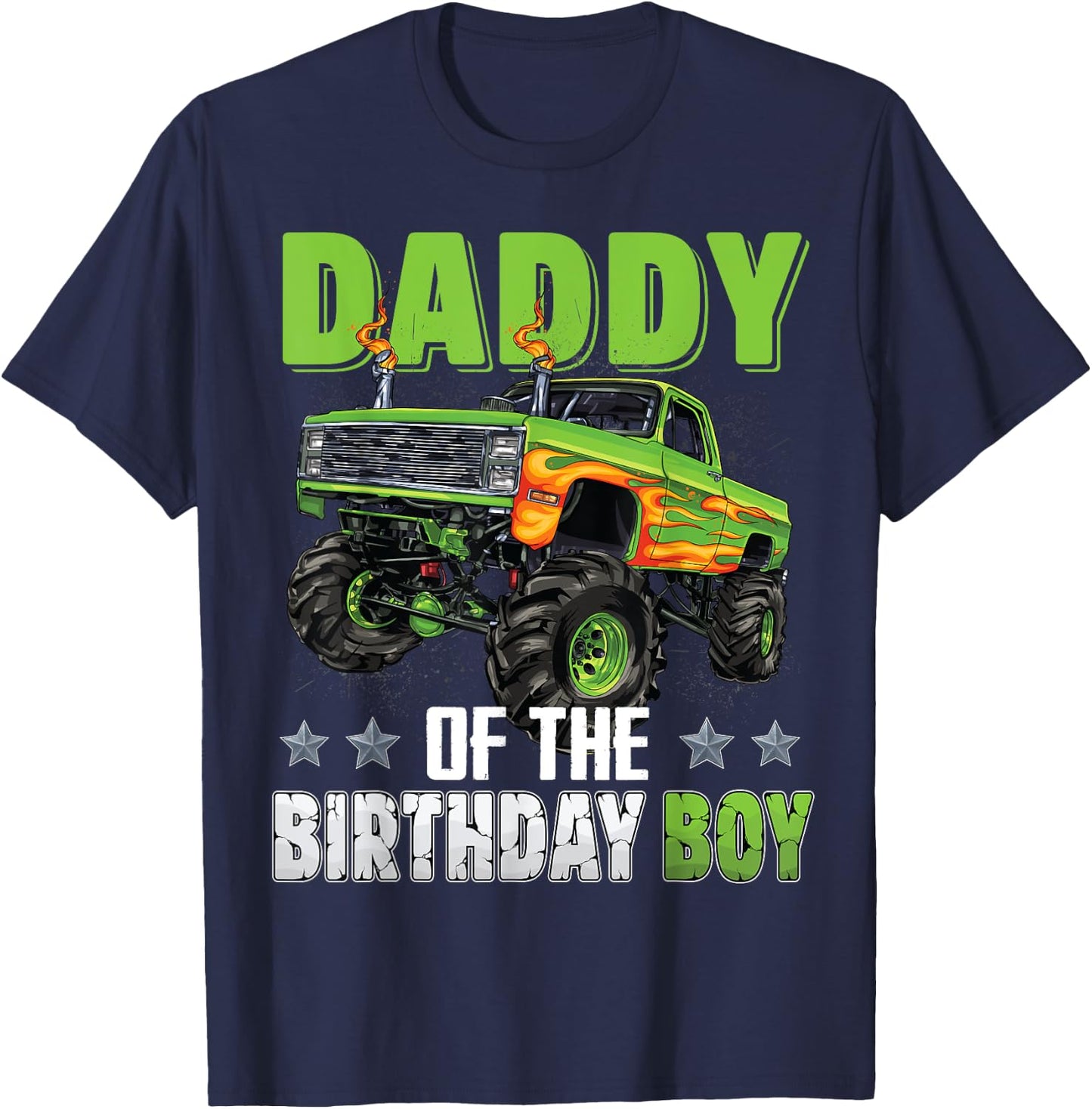 Daddy of Birthday Boy Monster Truck Car Family Matching T-Shirt - T-Shirt | Navy