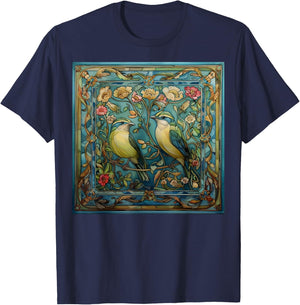 Romantische Vögel im Jugendstil T-Shirt - T-Shirt | Navy