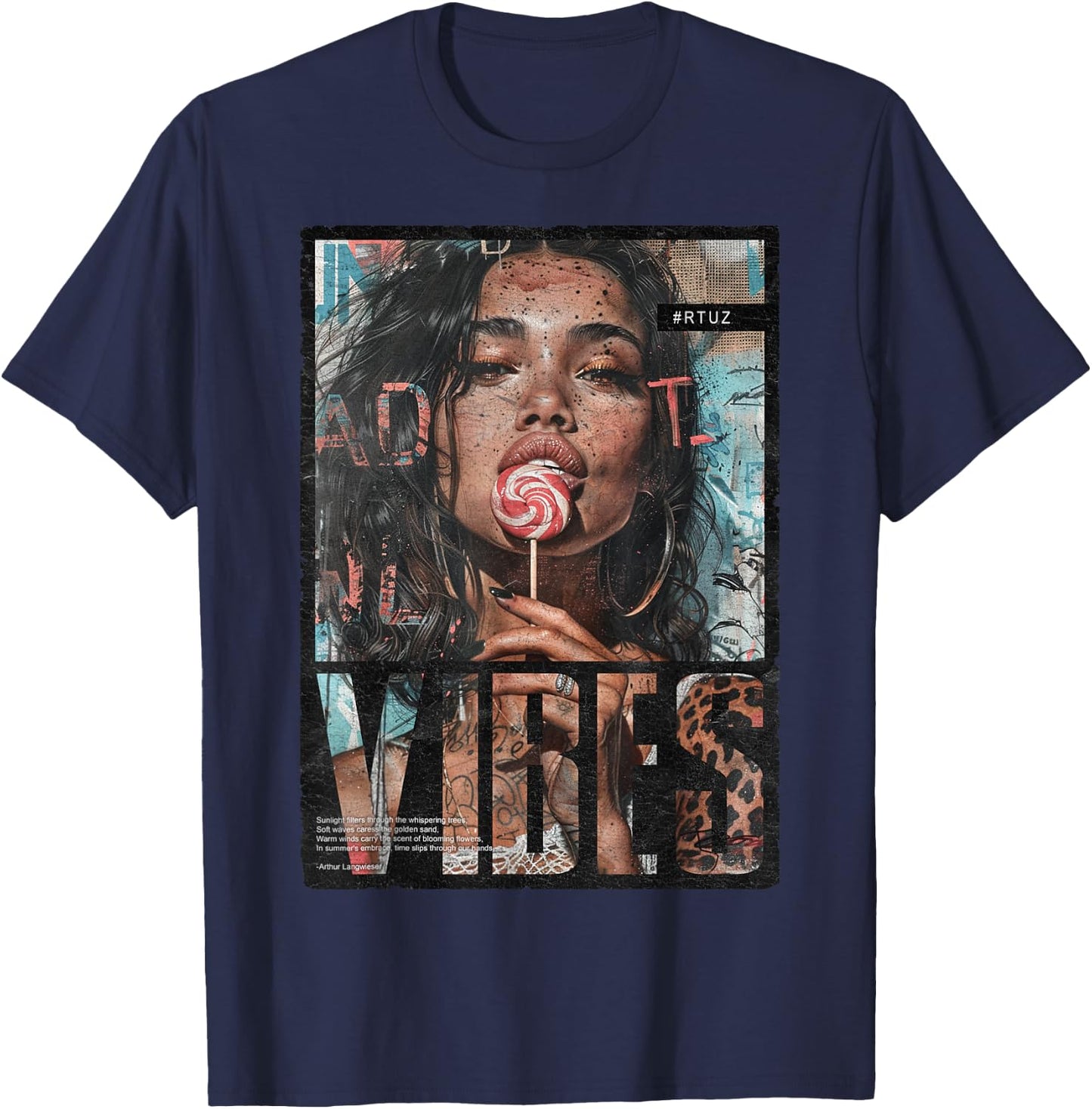 Vintage Girl Magazine Cover Sexy Model Pin-Up , black T-Shirt - T-Shirt | Navy