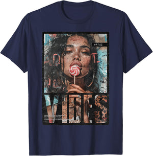 Vintage Girl Magazine Cover Sexy Model Pin-Up , black T-Shirt - T-Shirt | Navy