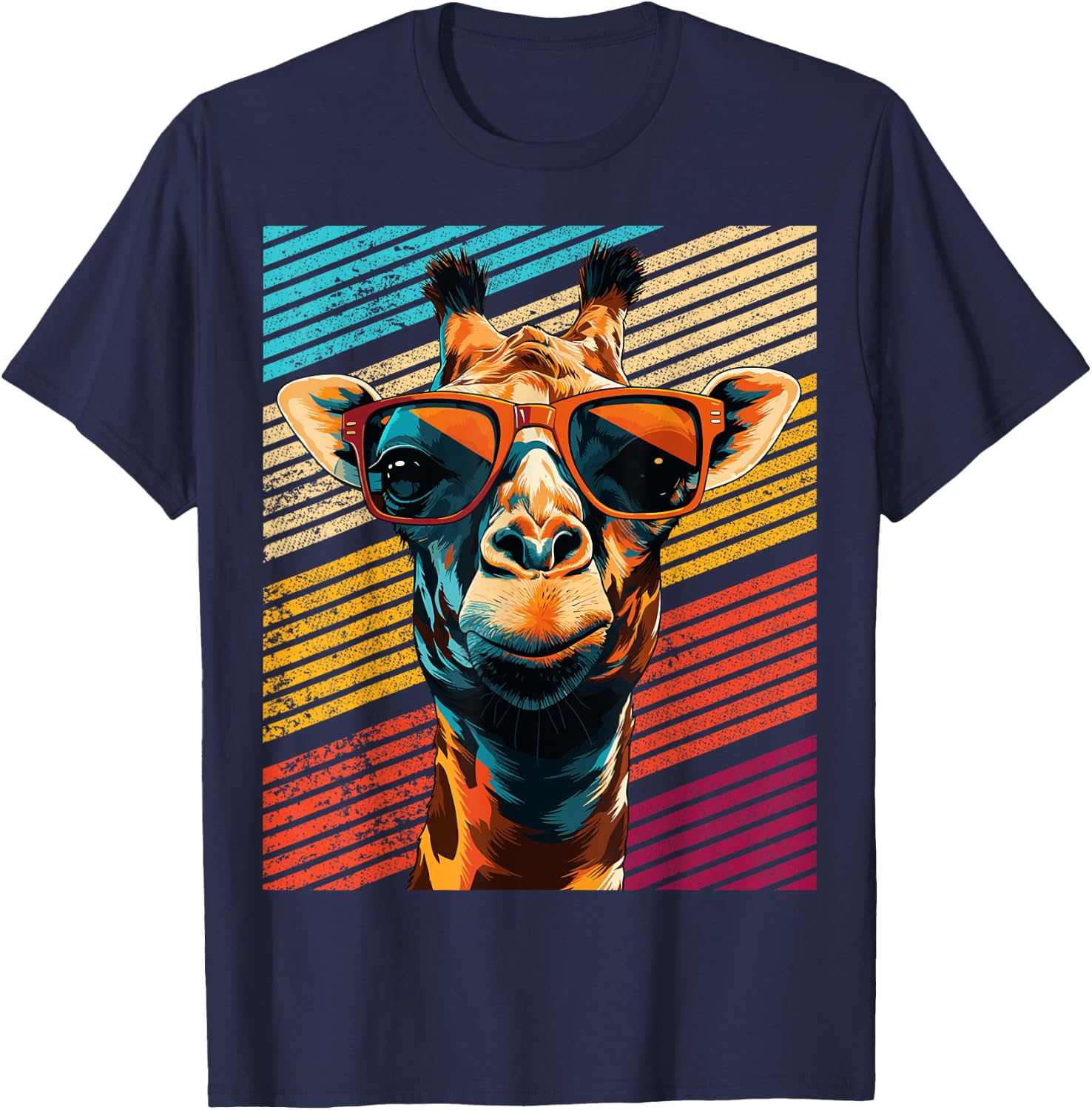 Retro Giraffe Sonnenbrille T-Shirt - T-Shirt | Navy