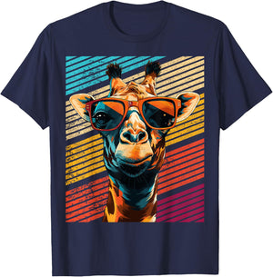 Retro Giraffe Sonnenbrille T-Shirt - T-Shirt | Navy