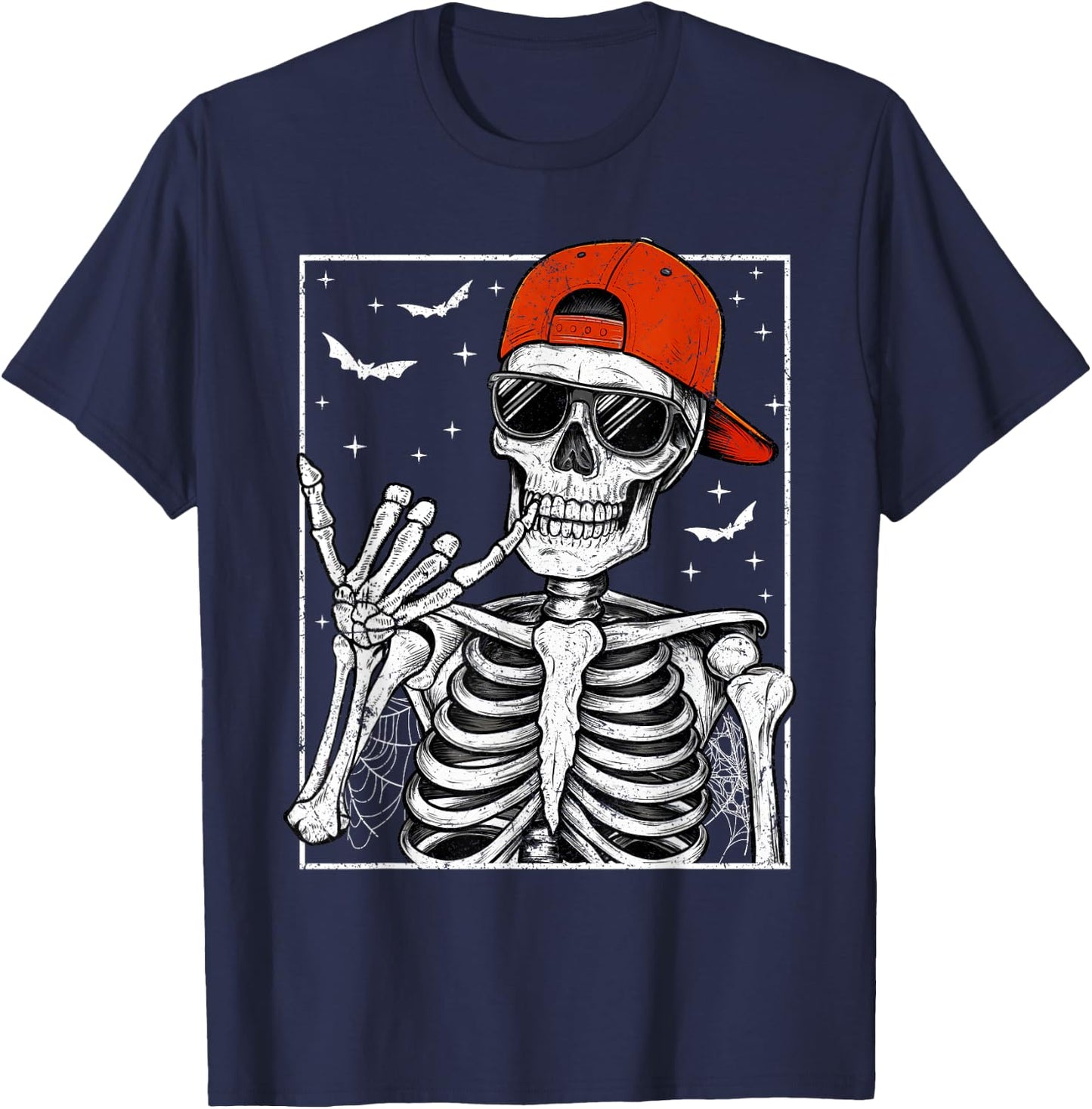Skeleton Rock Hand Halloween Costume Cool Rock Music Rocker T-Shirt - T-Shirt | Navy