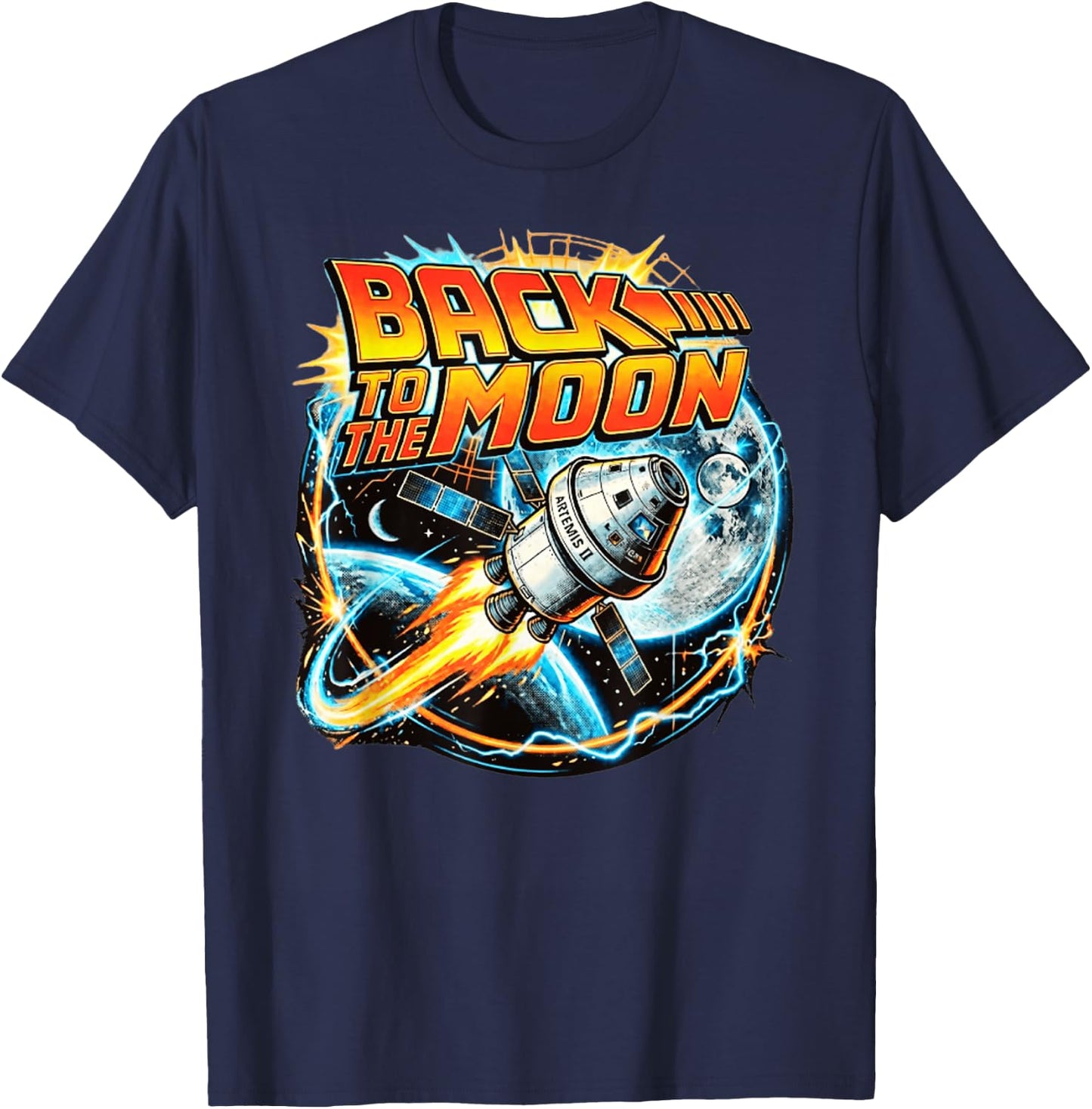Retro Back to The Moon Funny Artemis T-Shirt - T-Shirt | Navy