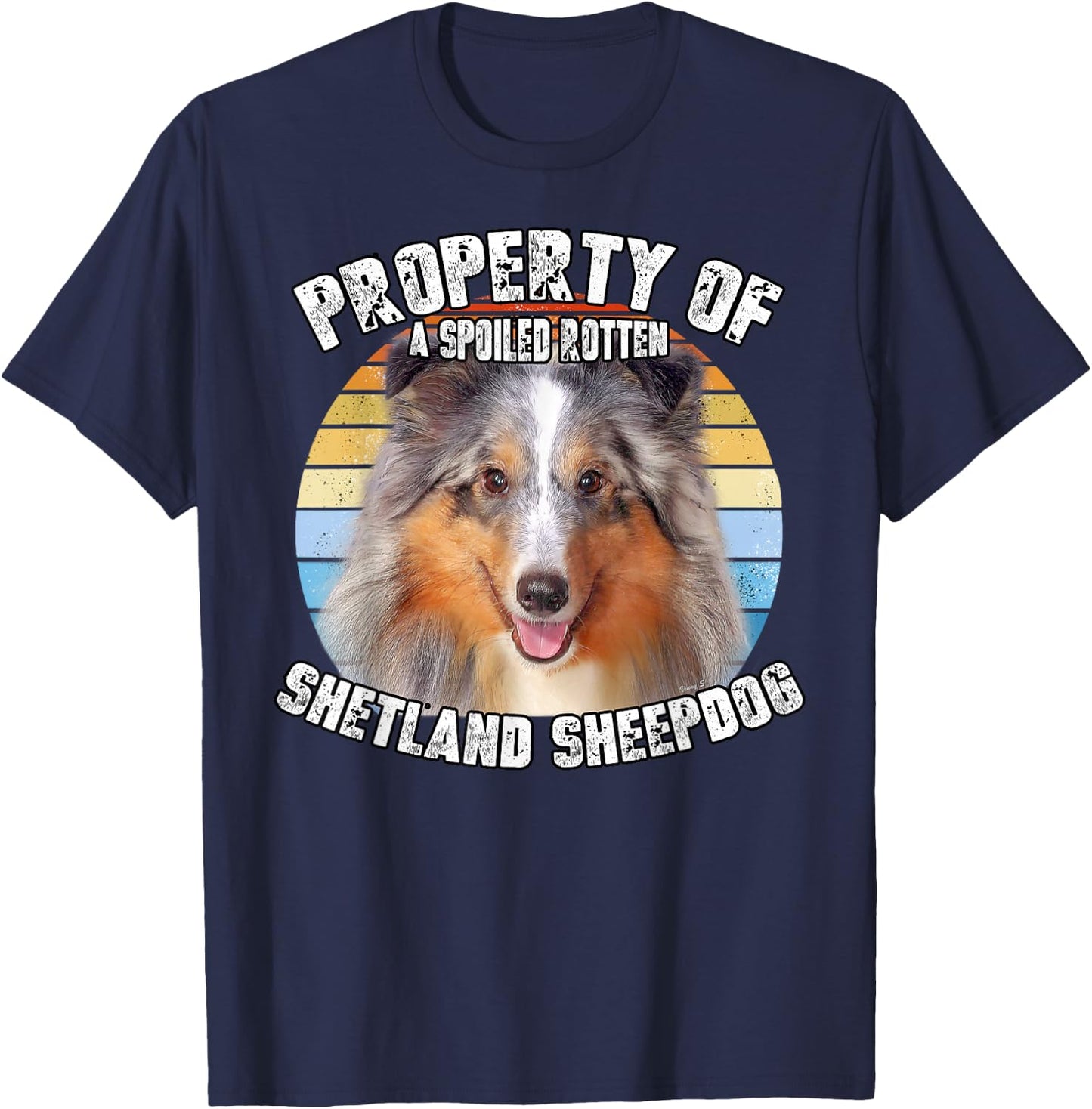 Shetland Sheepdog Sheltie Merle Property Of Retro T-Shirt - T-Shirt | Navy