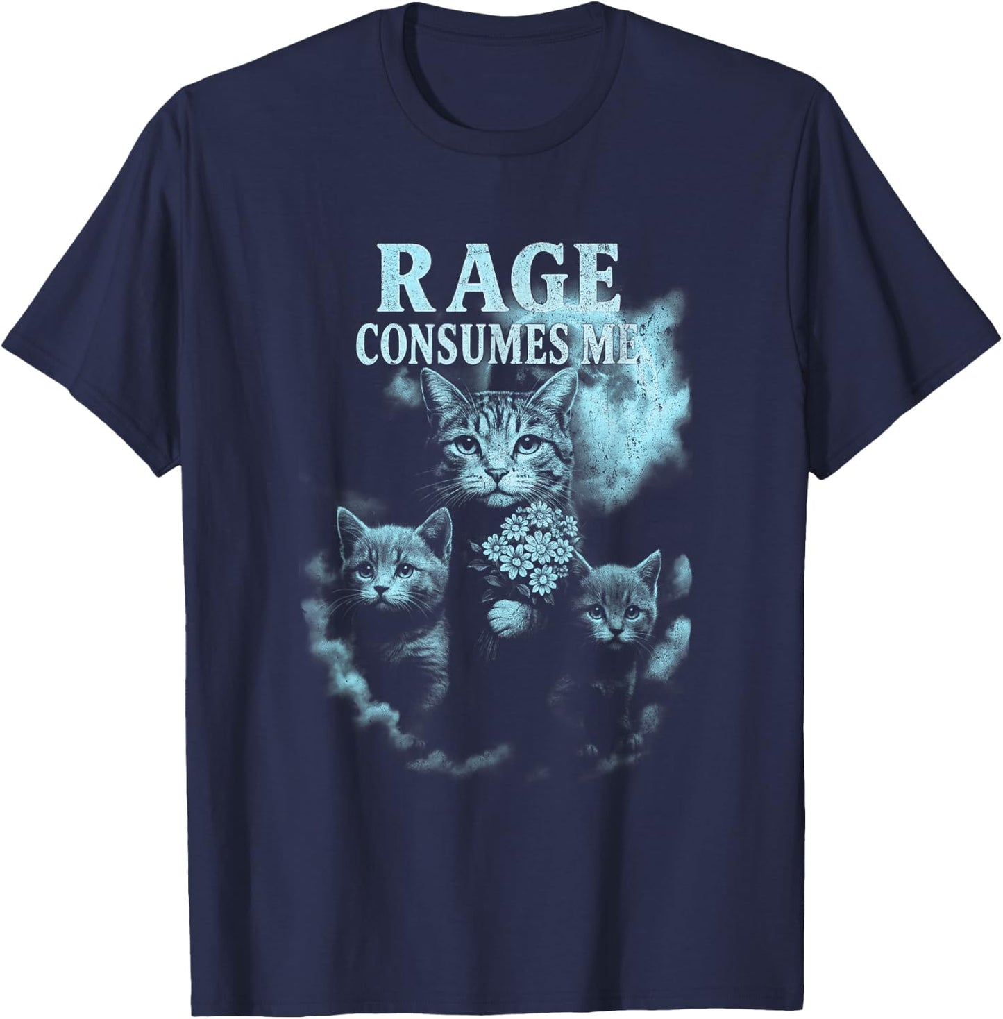 Rage Consumes Me Funny Cat T-Shirt - T-Shirt | Navy
