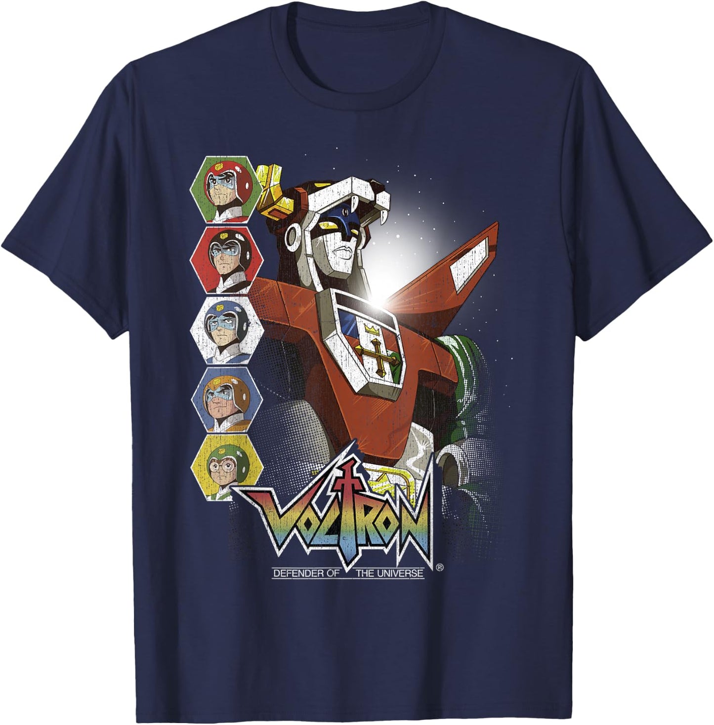 Voltron Defender of The Universe Lions Unite Graphic T-Shirt - T-Shirt | Navy