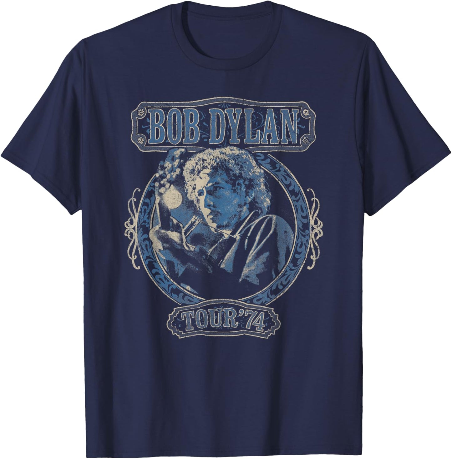Bob Dylan Tour 74 Official , Black, S T-Shirt - T-Shirt | Navy