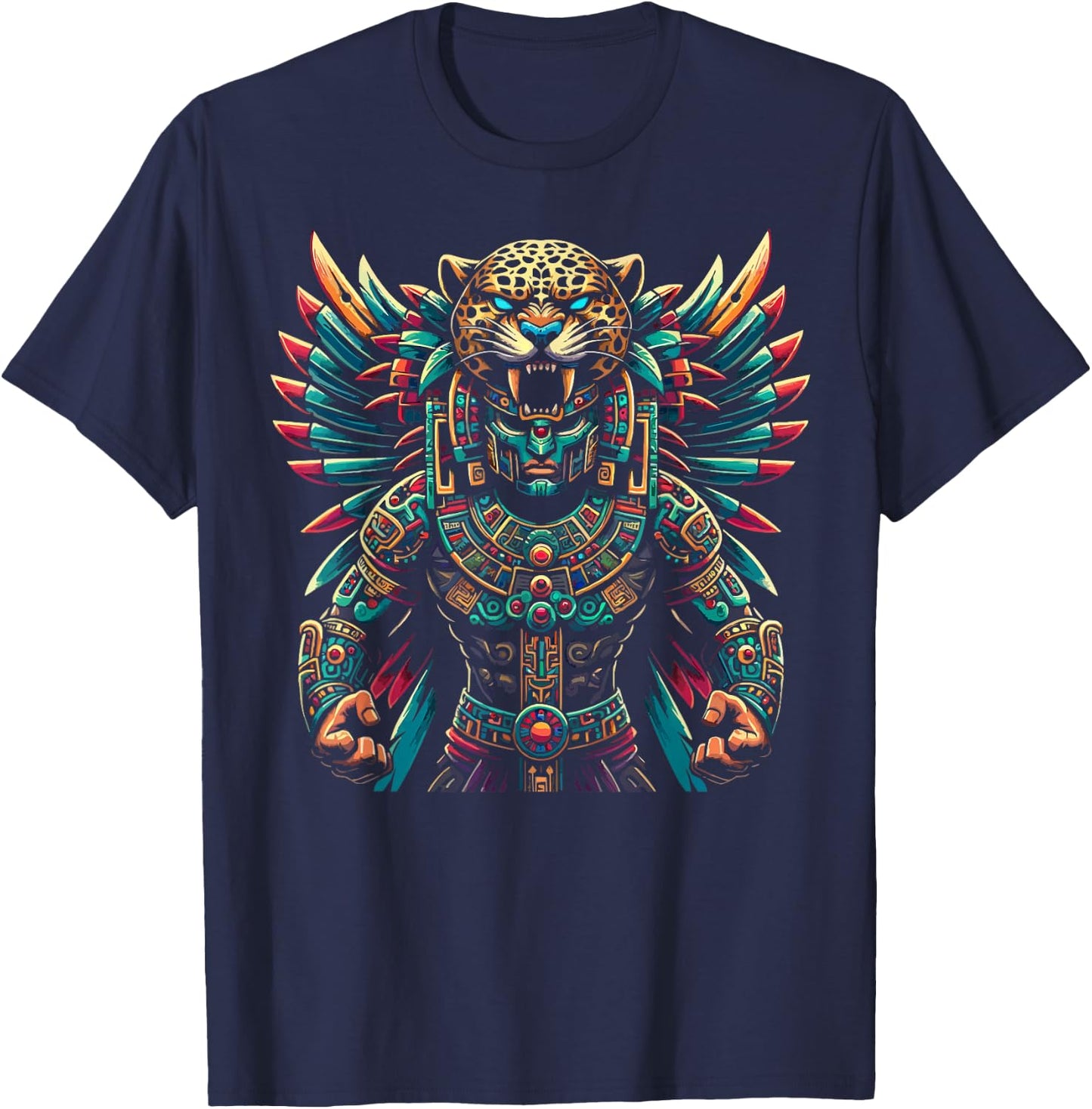 Aztec Jaguar Warrior Aztec Culture Mayan Indigenous T-Shirt - T-Shirt | Navy