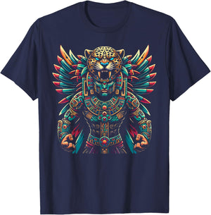 Aztec Jaguar Warrior Aztec Culture Mayan Indigenous T-Shirt - T-Shirt | Navy