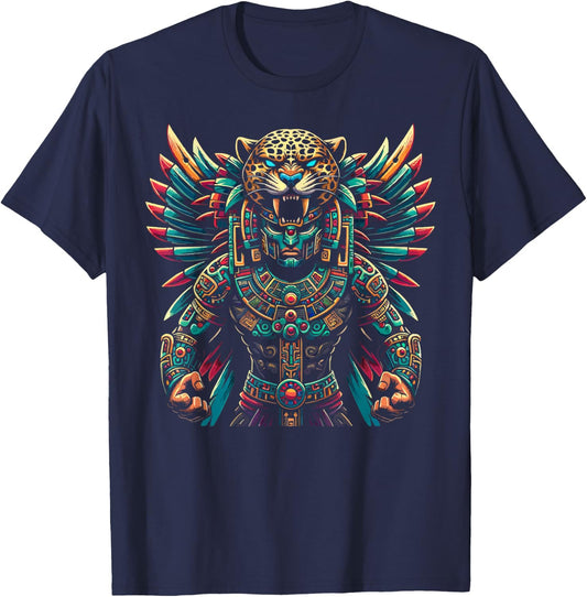 Aztec Jaguar Warrior Aztec Culture Mayan Indigenous T-Shirt - T-Shirt | Navy